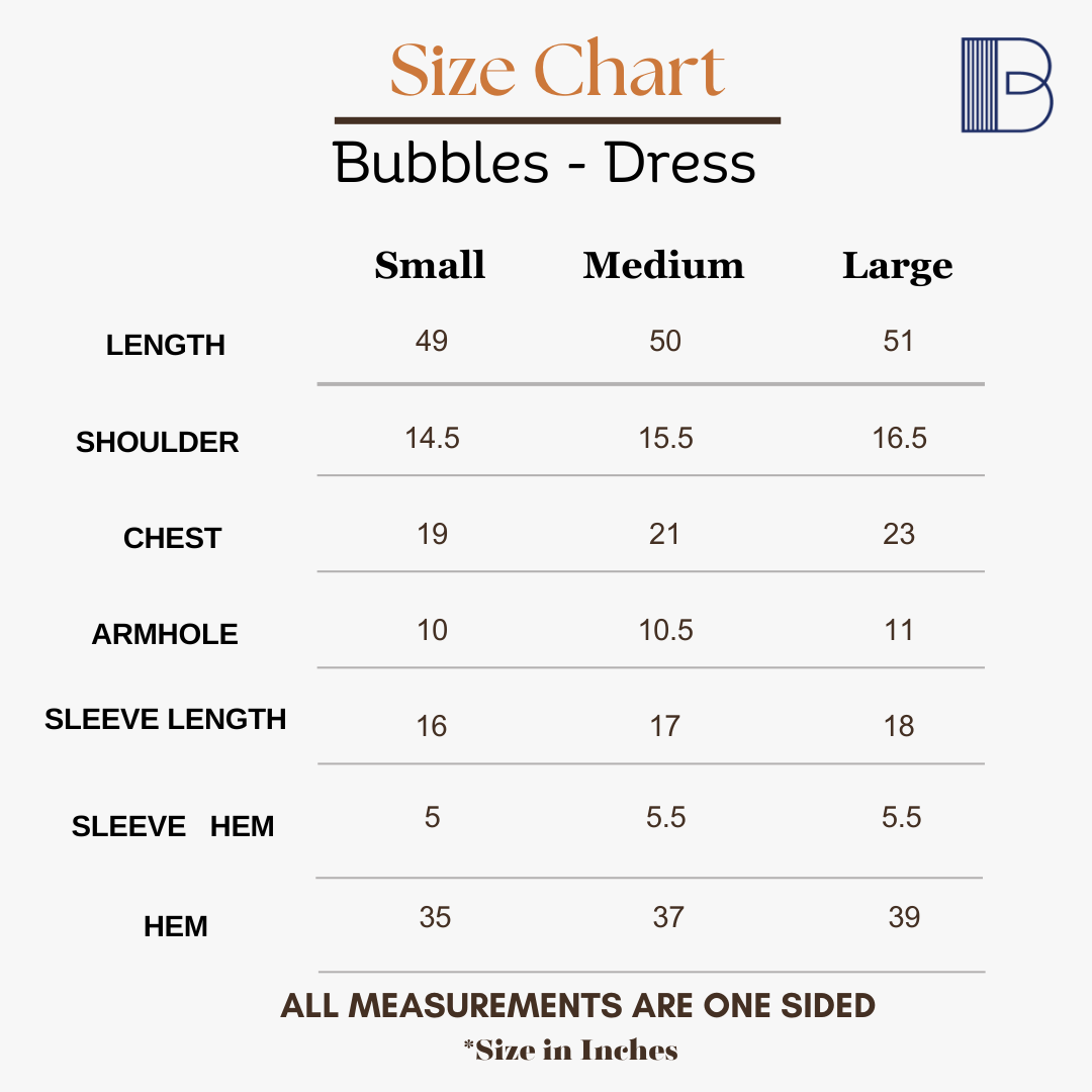 Bubbles - Denim Dress — Size Chart 1