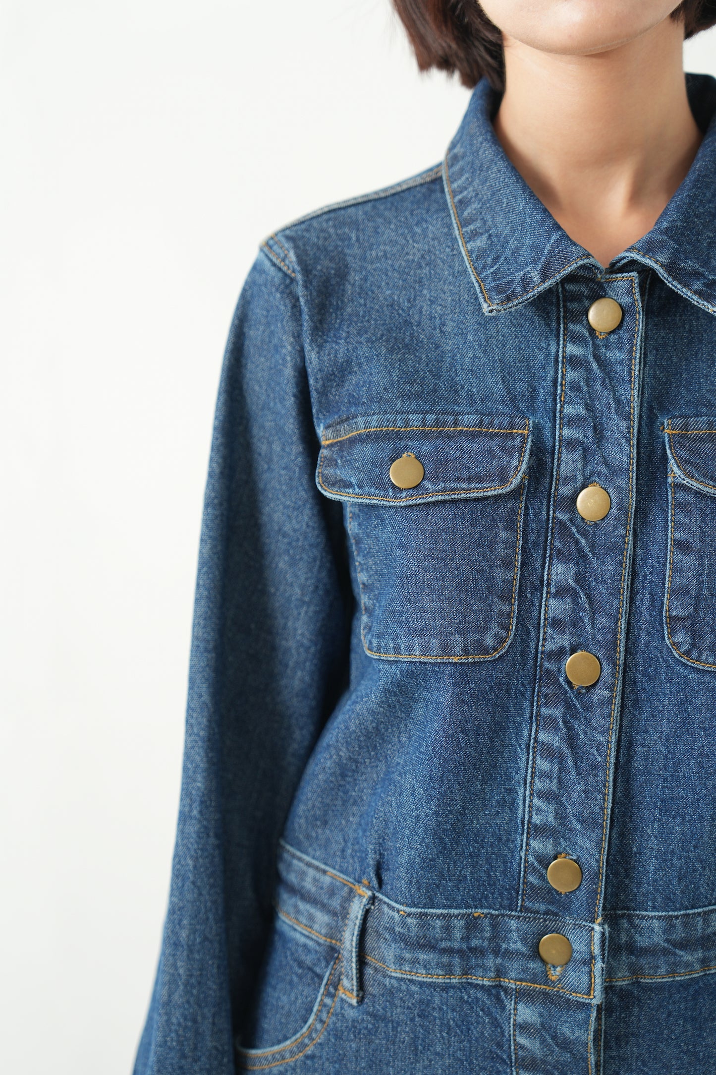 Sieraa - Denim Button-Down Dress