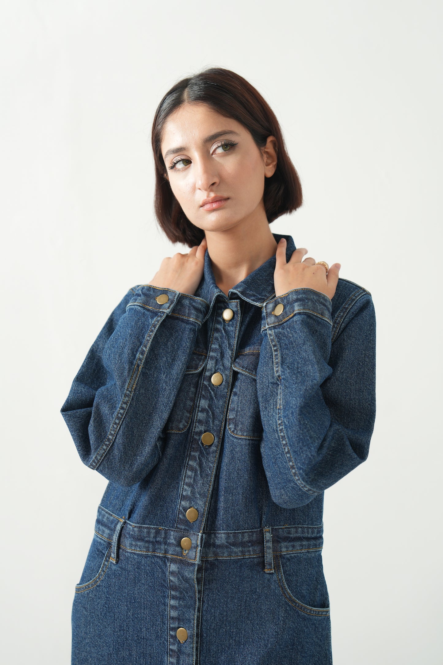 Sieraa - Denim Button-Down Dress