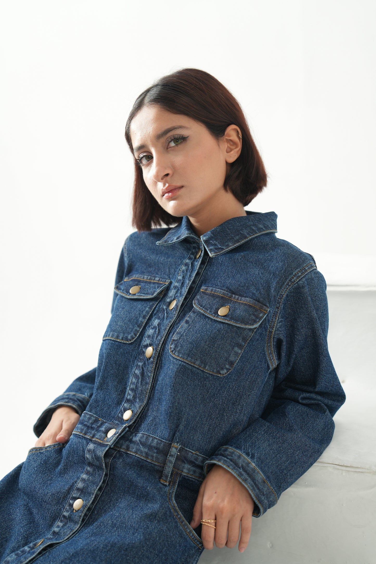 Sieraa - Denim Button-Down Dress