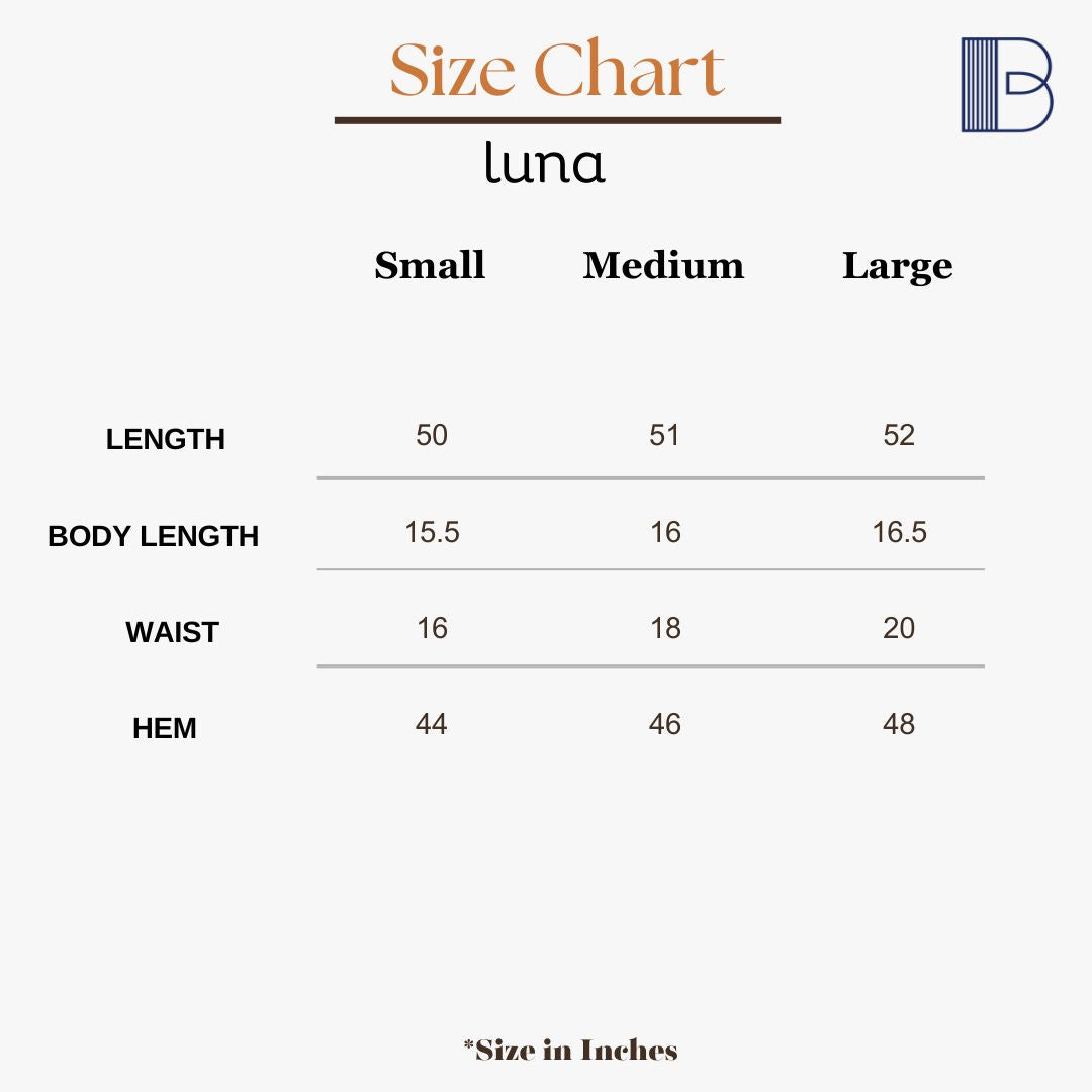 Luna - Denim Jumper dress — Size Chart 1
