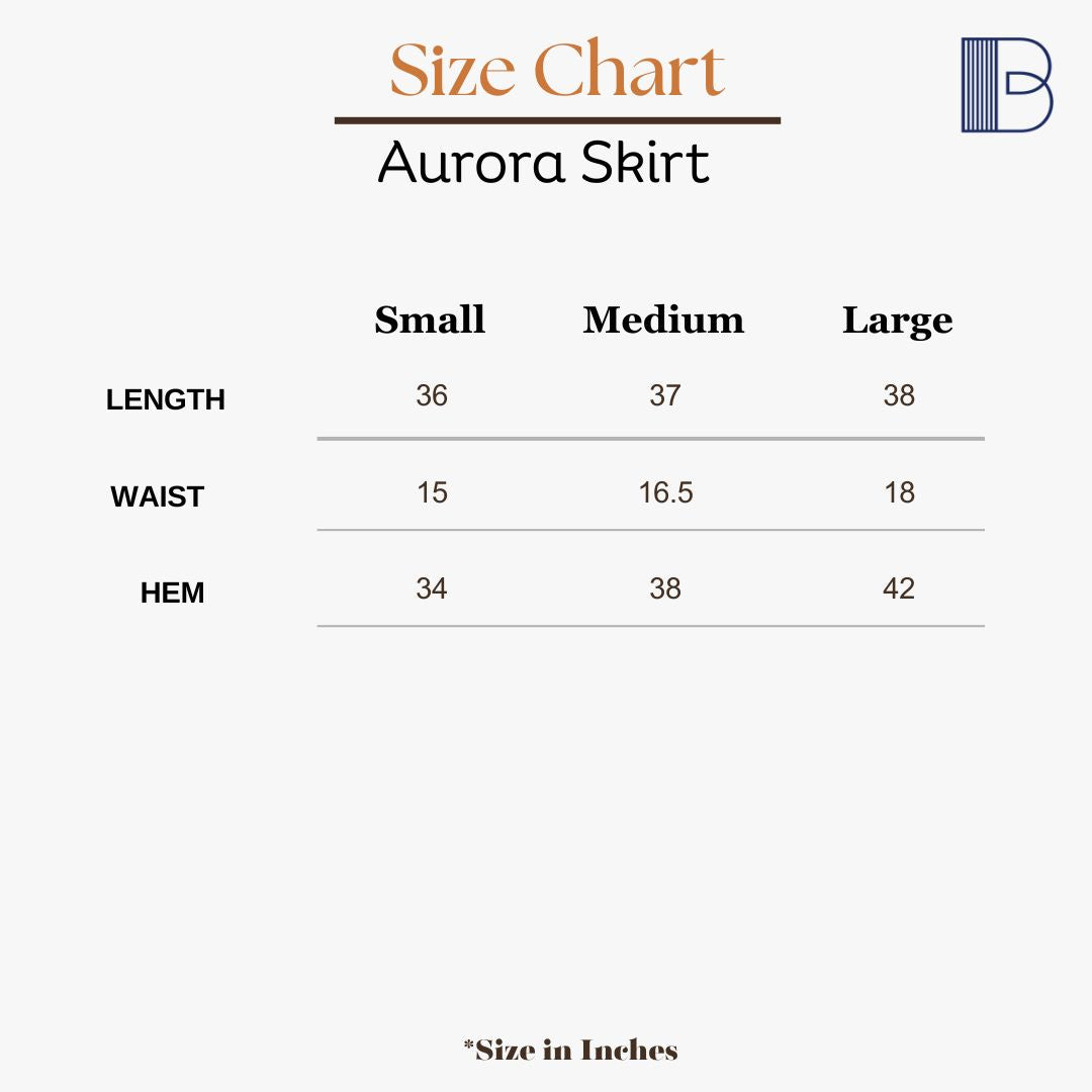 Aurora  Denim Skirt — Size Chart 1