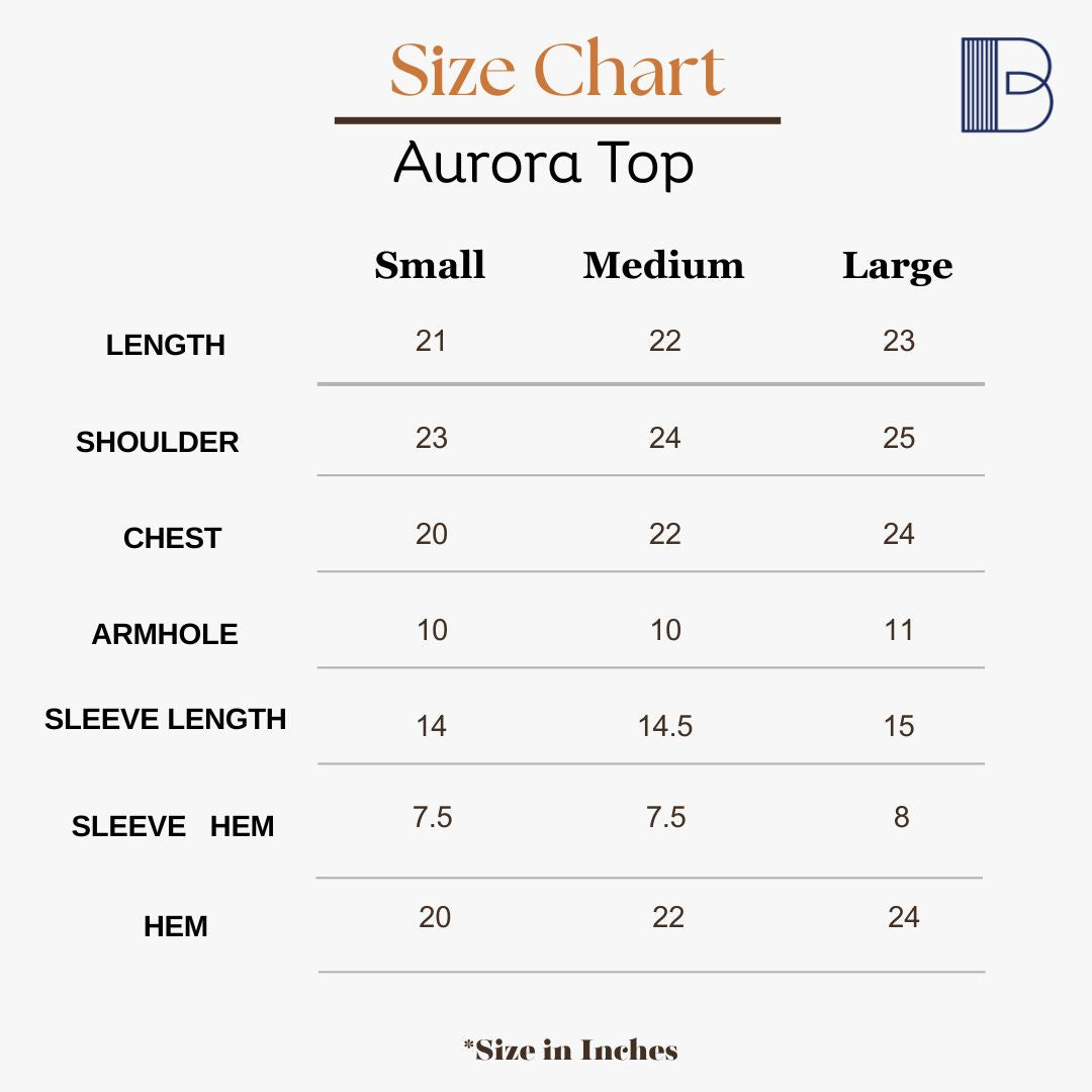 Aurora - Denim Top + Skirt — Size Chart 1