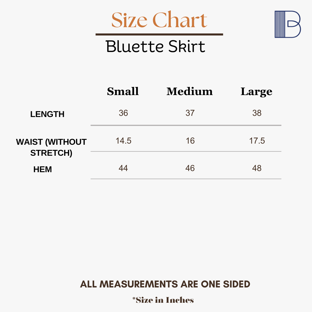 Bluette - Denim Skirt — Size Chart 1