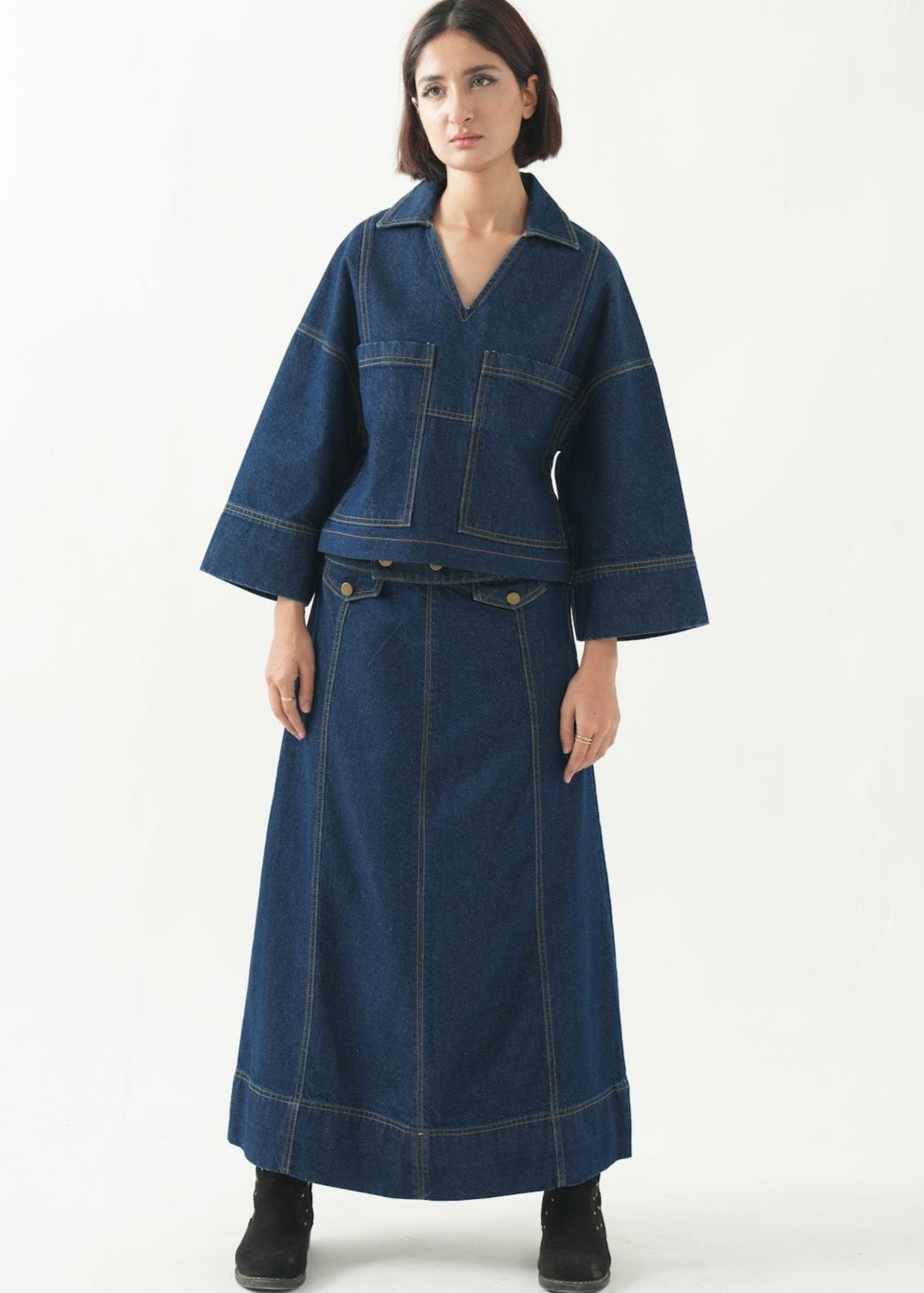Aurora - Denim Top + Skirt