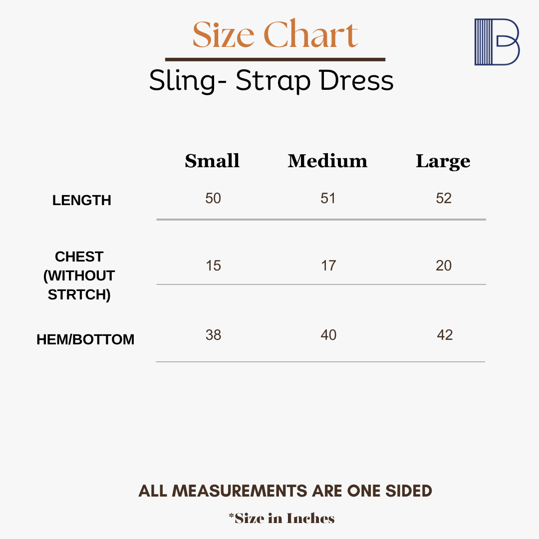 Sling - Strap dress — Size Chart 1