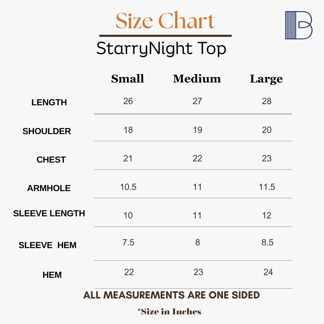 StarryNight - Denim Cord-Set — Size Chart 1